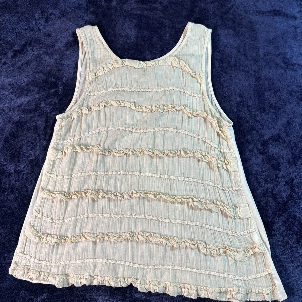 Zara Trafaluc‎ Top Womens M Medium Off White Ivory Sleeveless Ruffle Casual